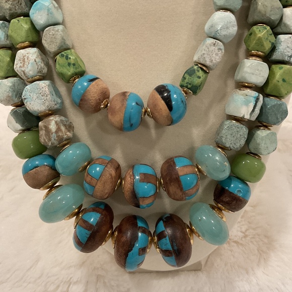 Chico’s Triple Strand Turquoise Necklace - Picture 2 of 4
